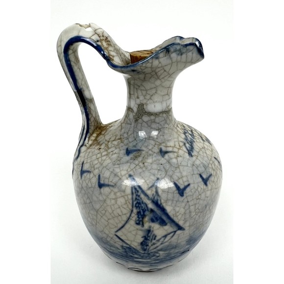 Vintage 1960s Lubbi Francois France Nautical Motif Ceramic Oinochoe Pitcher Jug - Picture 2 of 7